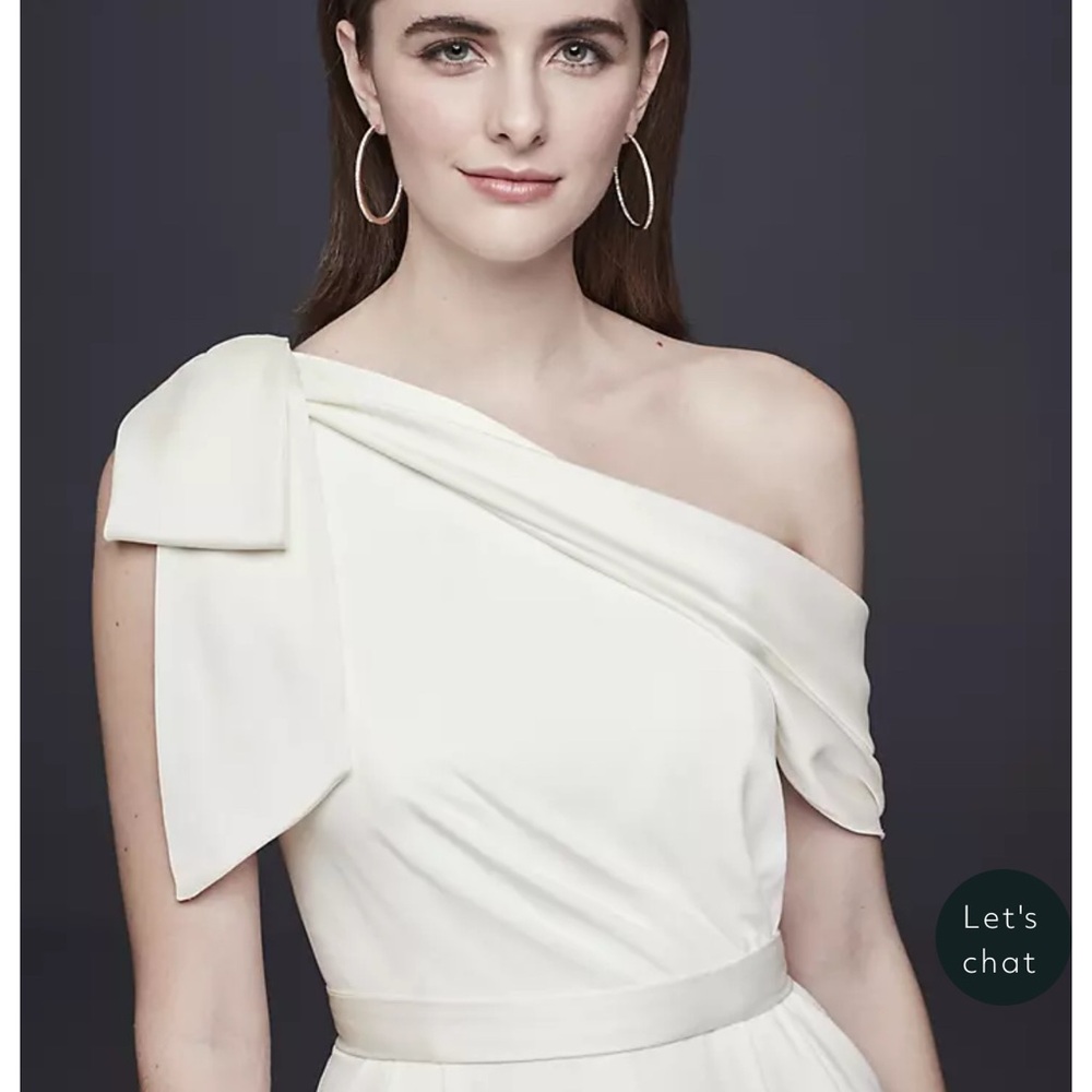 David's Bridal One-Shoulder Cream Dress